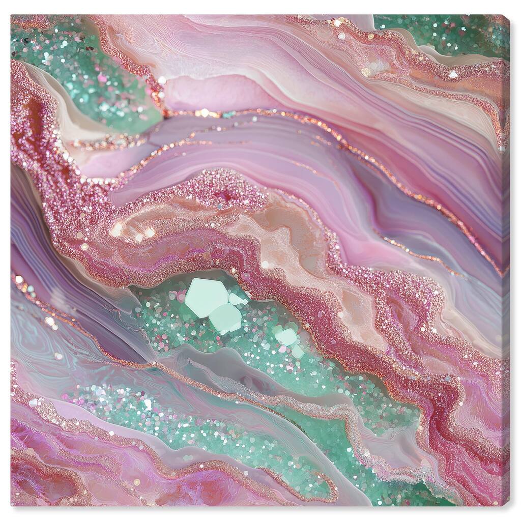 Pink and Mint Crystal II Canvas by Art Remedy, Gallery Wrapped