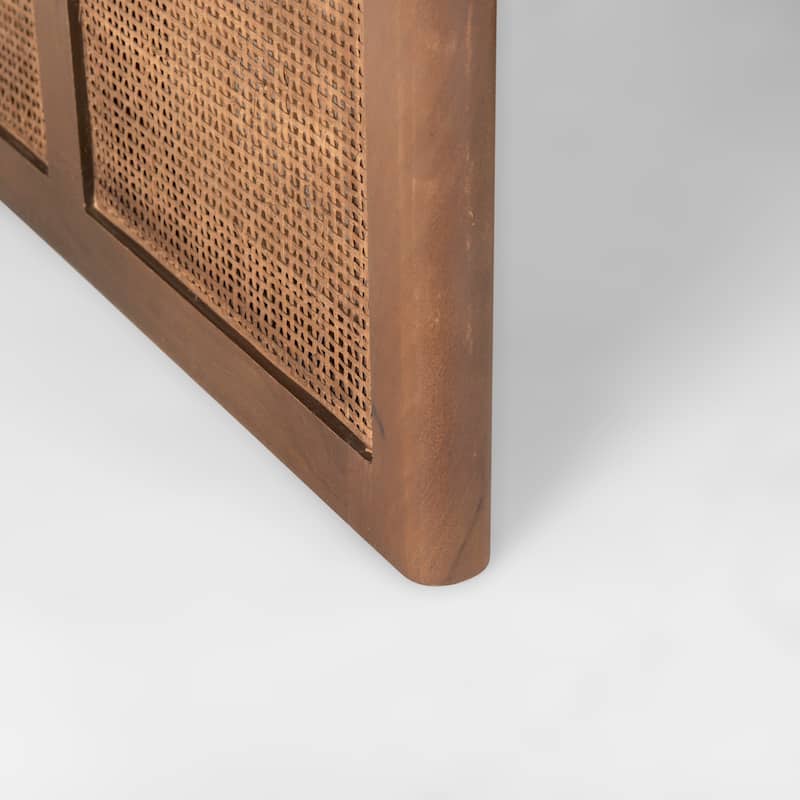 Grier Solid Wood With Cane Accented Base Coffee Table