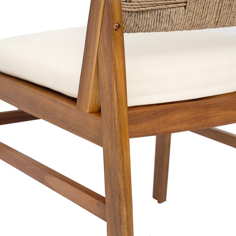 Christopher Knight Home - Arly Outdoor Solid Wood & Wicker Dining Chair Set with Cushions (Set of 2)