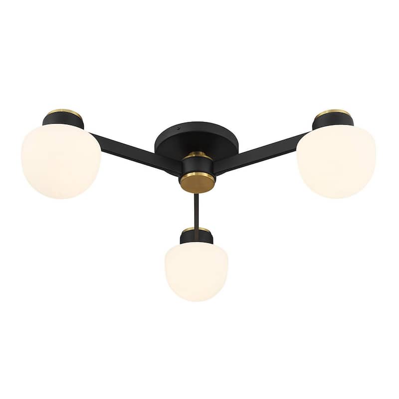 Ceiling Light in Matte Black with Natural Brass