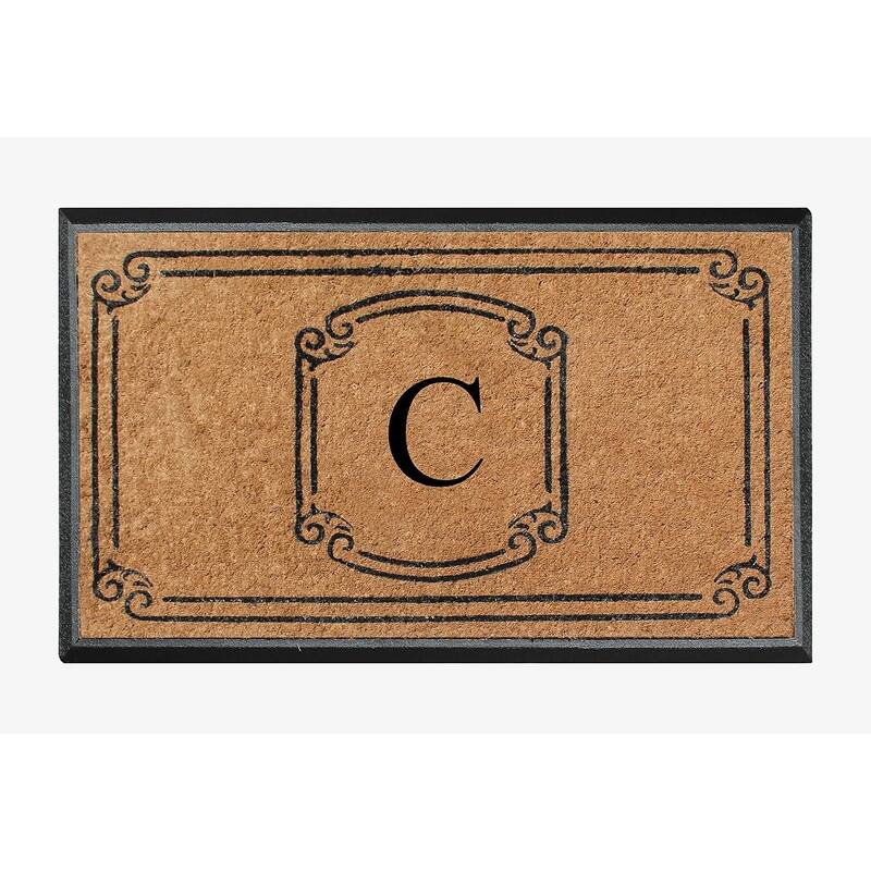 A1HC Natural Coir Monogrammed Door Mat For Front Door, 30"x48"