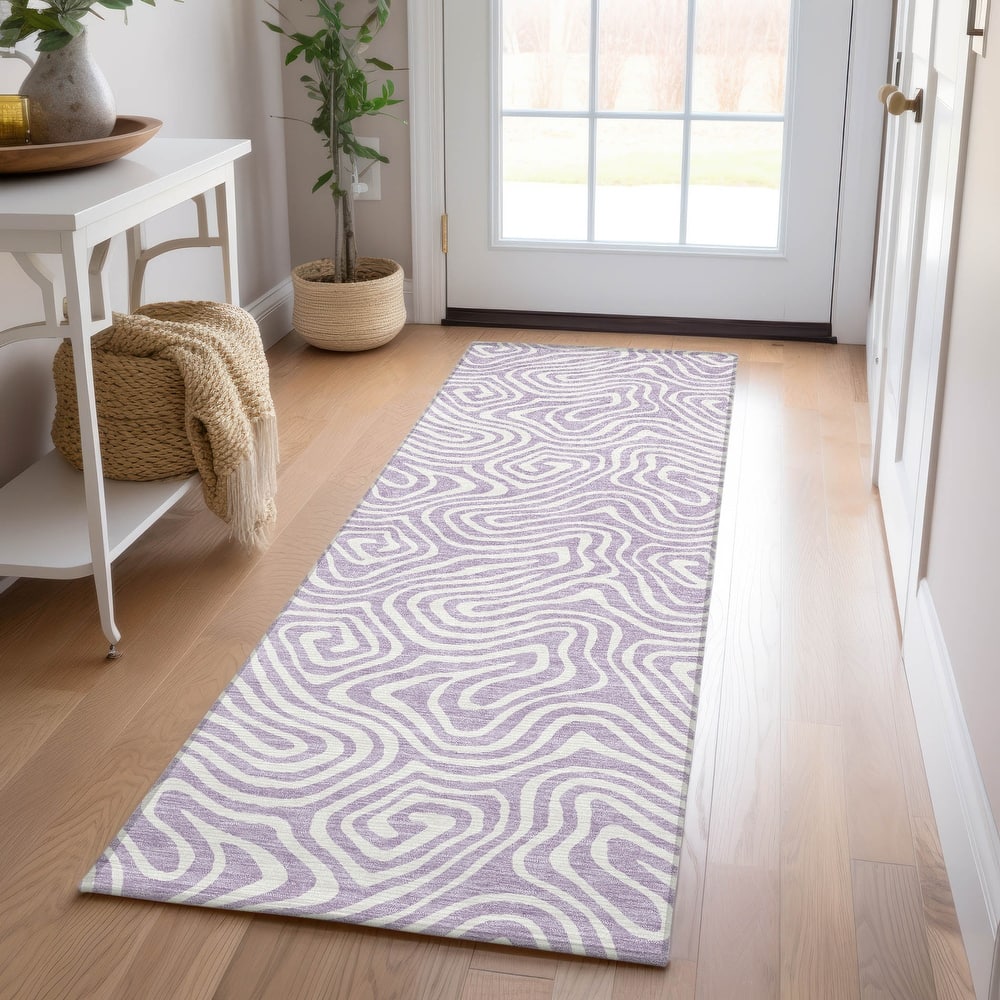 Machine Washable Indoor/ Outdoor Modern Trance Chantille Rug
