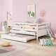 preview thumbnail 1 of 7, White Solid Pine Wood Low Loft Bed Full Size with Safety Fence White