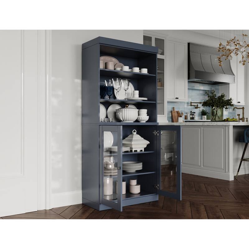 100% Solid Wood 32" Kitchen Pantry Cabinet with 2 Doors by Palace Imports