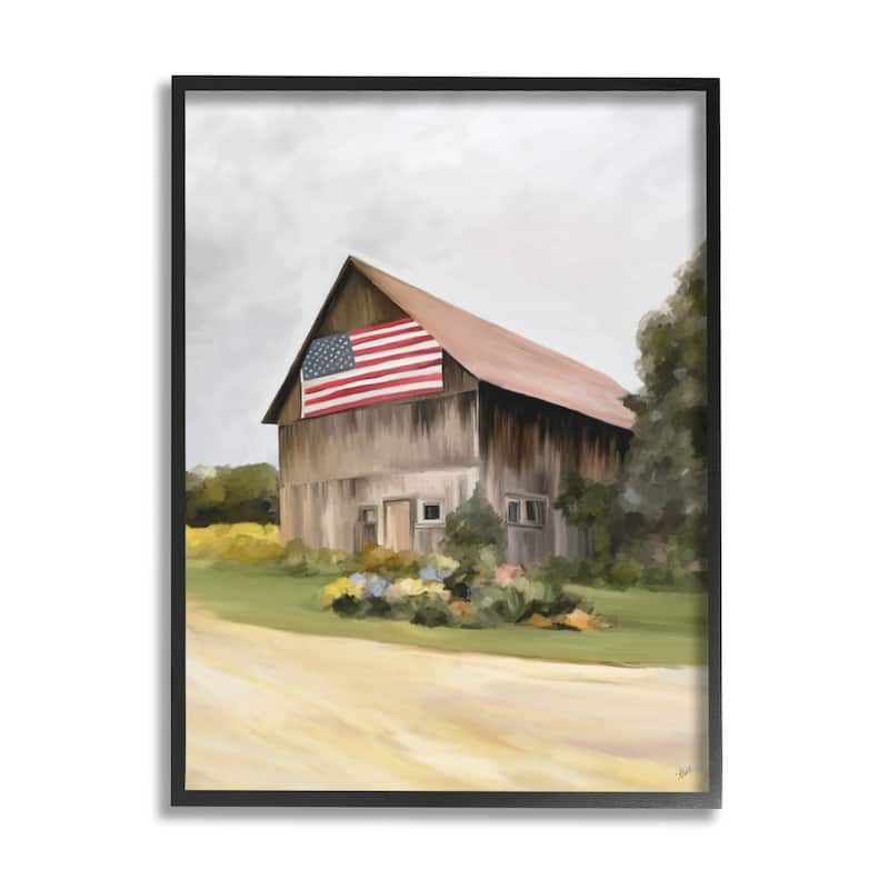 Stupell Rural Americana Home Countryside Farm Flag Painting Framed Wall Art, Design by Amy Hall - Multi
