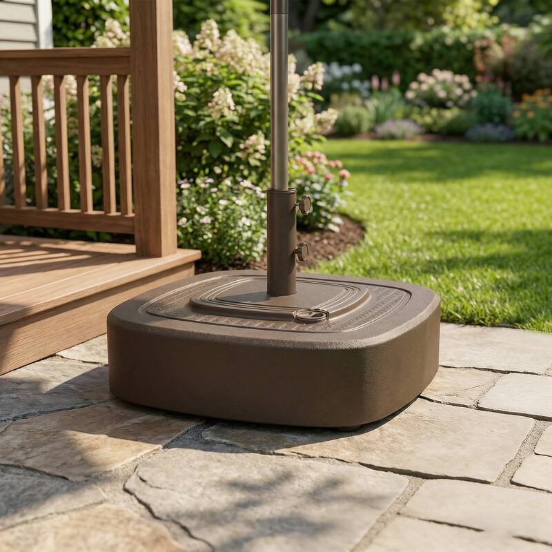 Outsunny Patio Umbrella Base with Wheels, Umbrella Stand with 110 lbs. Sand or 86 lbs. Water Filled
