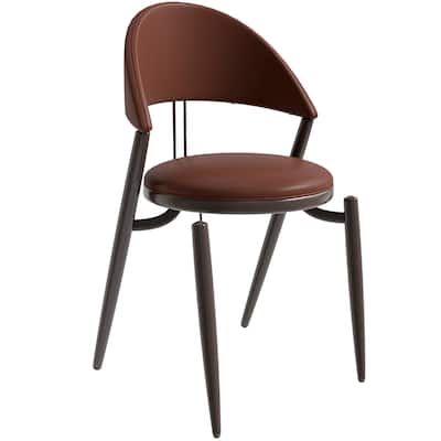 Venice Upholstered Leather Dining Chair Open Back Accent Side Chair with Iron Legs