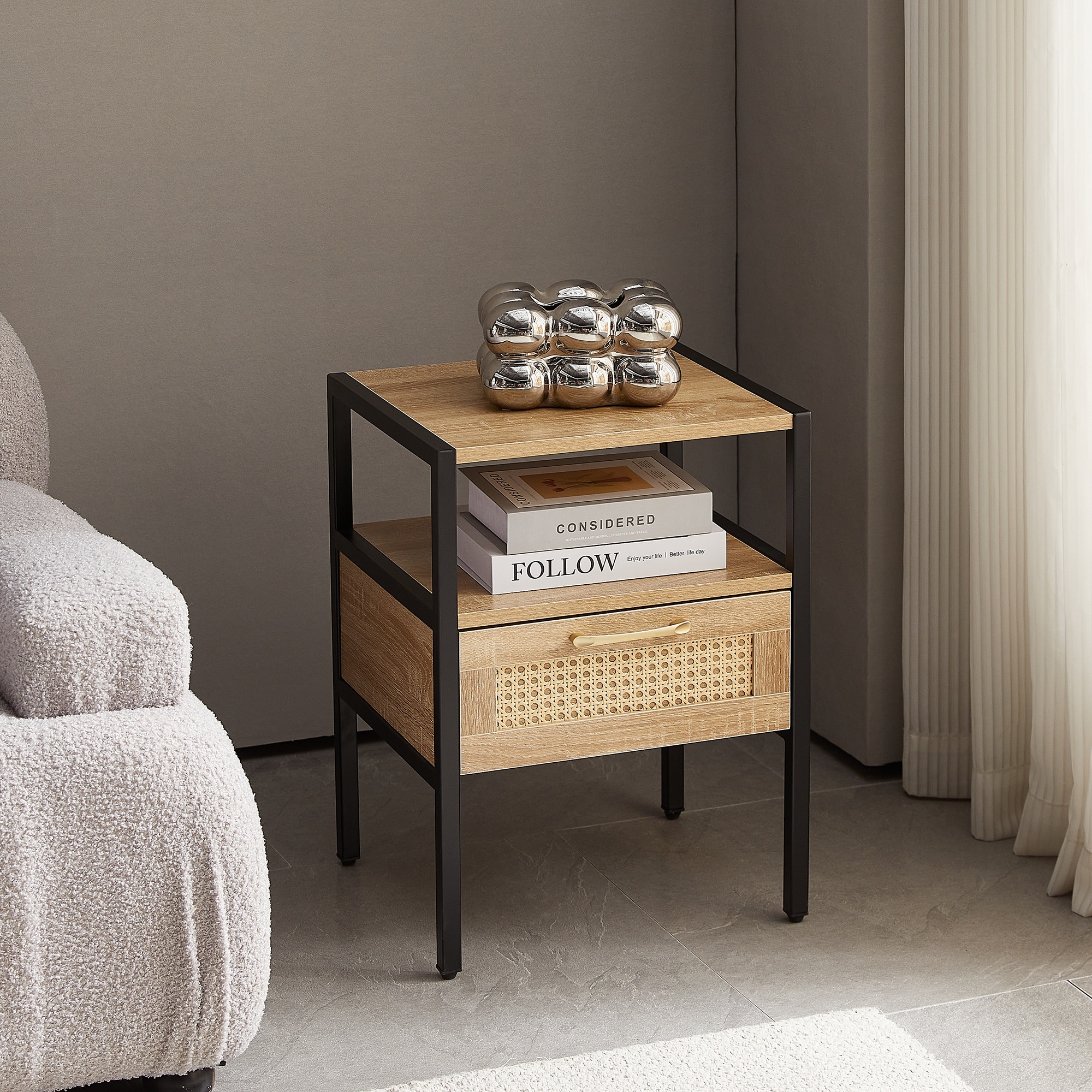 Modern natural cheap wood nightstand