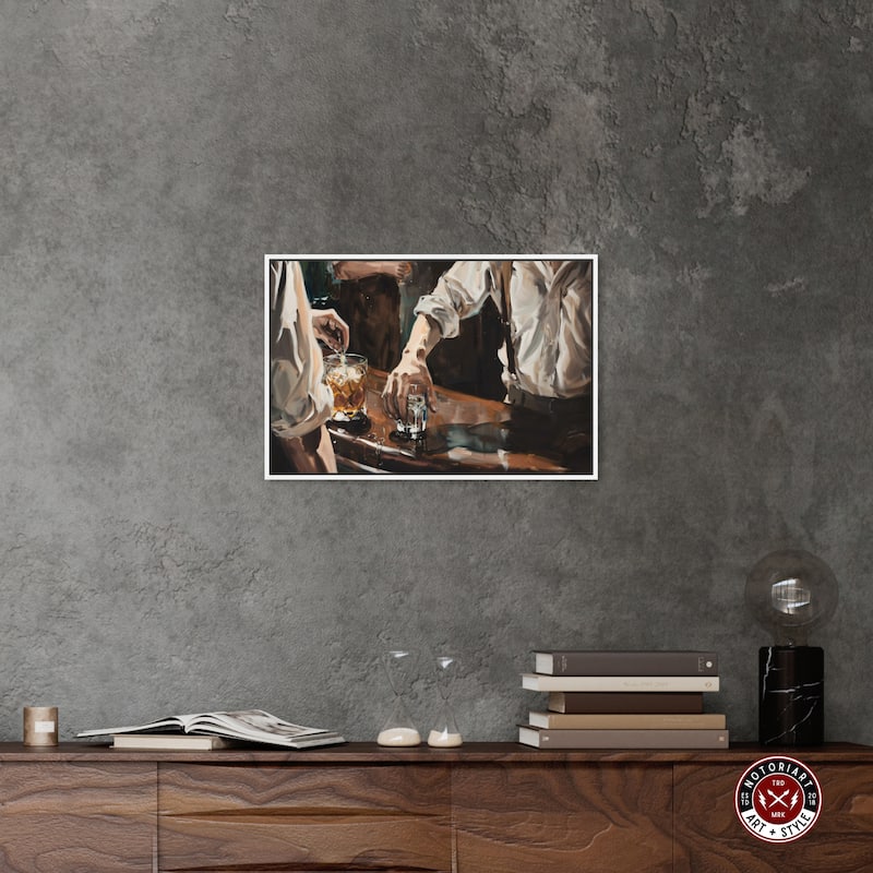 Notoriart Together For Drinks Framed Bar Cart Art For Men