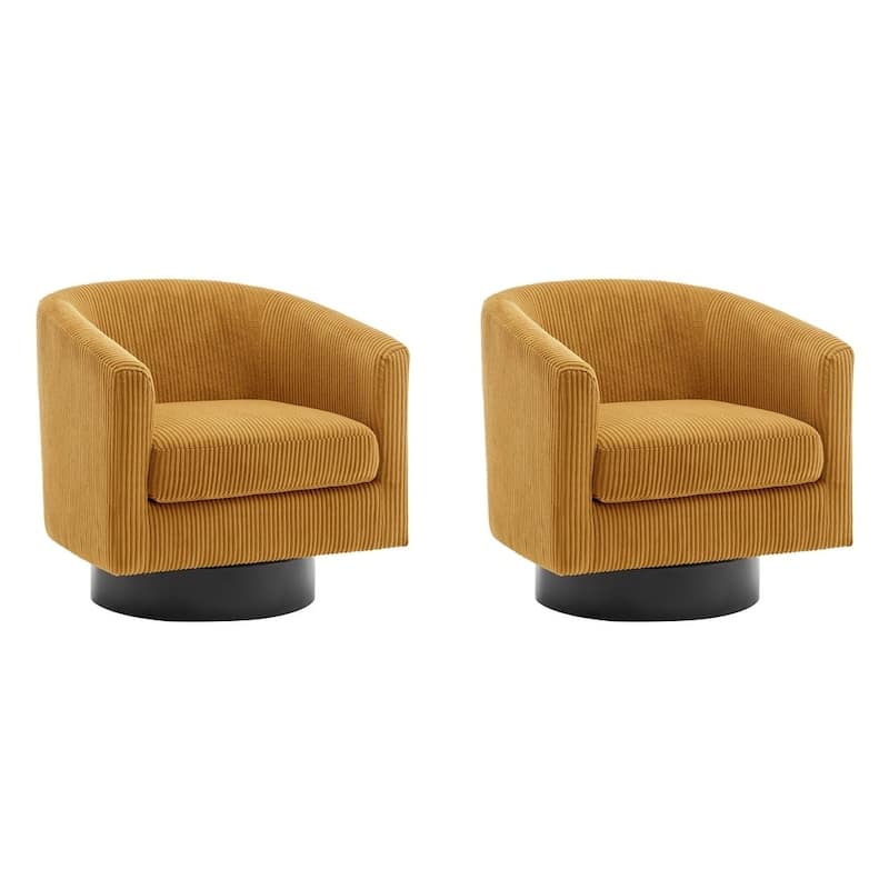 Modern 360° Swivel Corduroy Barrel Chair, Accent Armchair For Living Room