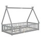 preview thumbnail 23 of 21, Twin Size Pine Tent-shaped Floor Bed with Guardrails & Door