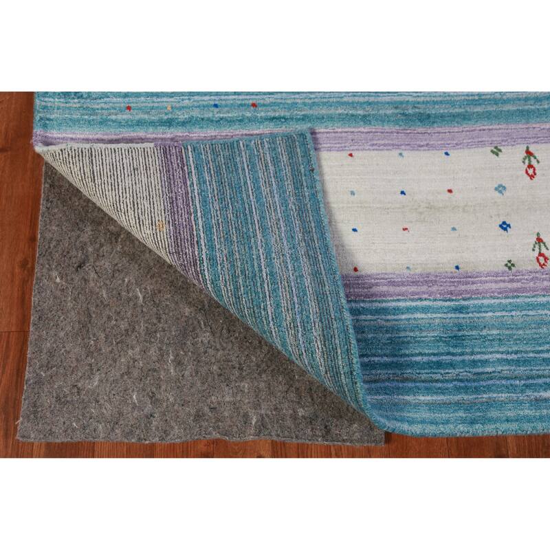Hand Knotted Oriental 100% Wool Carpet Tribal Tribal Navy Blue & Blues Gabbeh Area Rug - 10' 0'' X 8' 6''