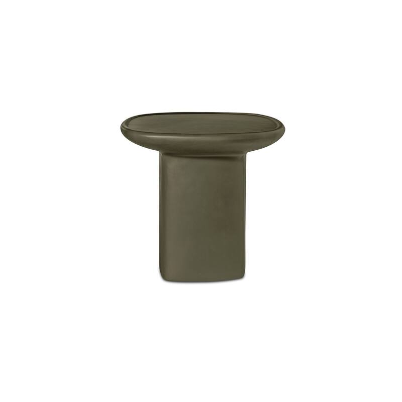 NADAAL STUDIOS Henric Outdoor Side Table, Pedestal Shape in Concrete Fiberglass, Small, Deep Yellow - Deep Green