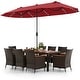 preview thumbnail 16 of 53, Costway 11 PCS Patio Dining Set with 15ft Double-Sided Patio Umbrella