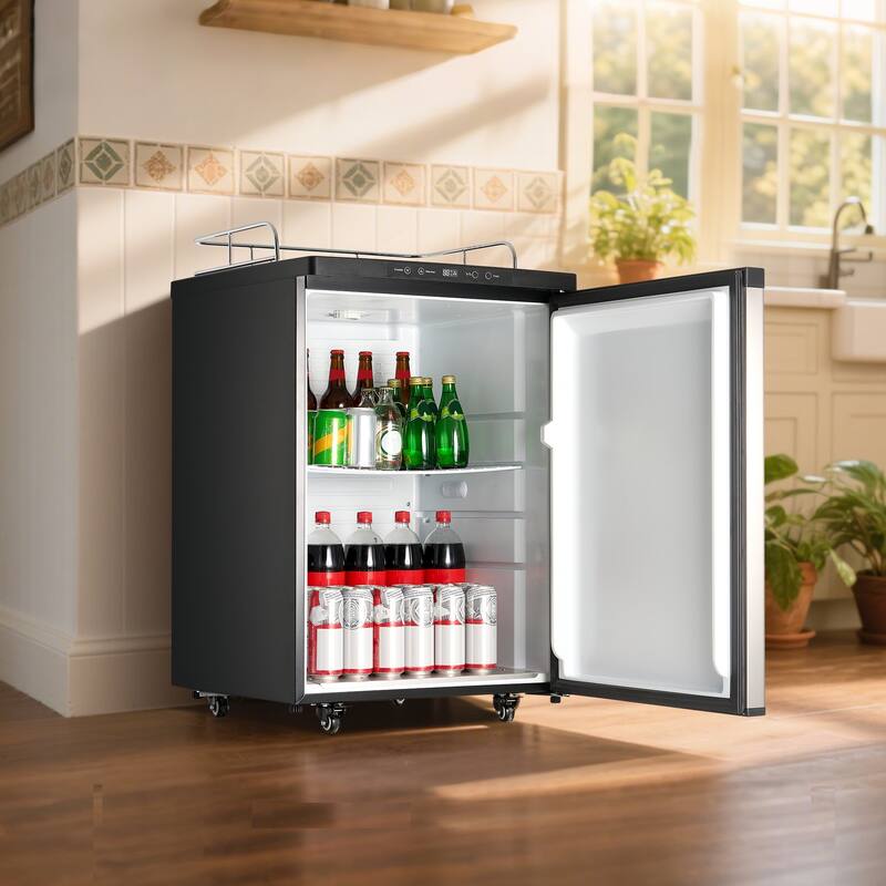 Beer Kegerator with 2 Faucets and CO2 Tank, Full Size, 162L - 23.7 x 30.1 x 53.1 in
