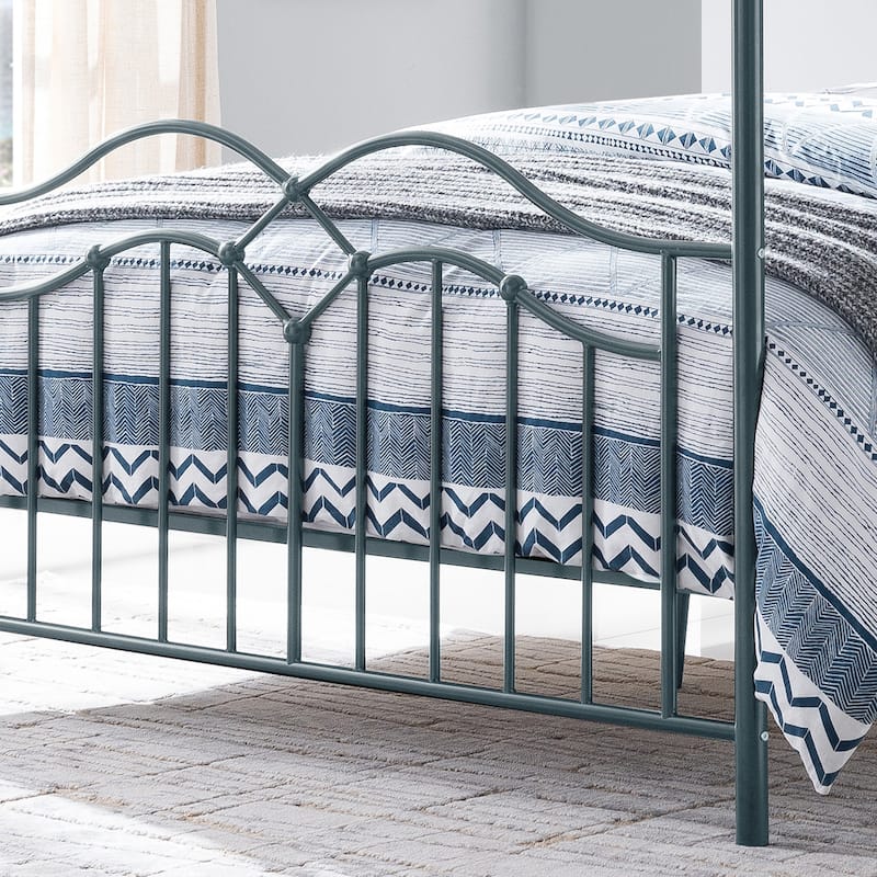 Christopher Knight Home - Voss Queen Iron Canopy Bed Frame with Four-Post Canopy Design
