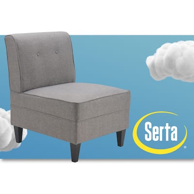 Serta Copenhagen Tufted Armless Accent Chair with Cushioned Seat and Padded Back, Slipper Chair, Compact Profile, Sleek Lines