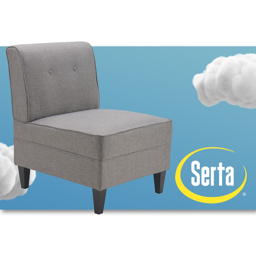 Serta Copenhagen Modern Accent Chair, Button Tufted Backrest, Sinuous Spring Seat Cushion, Rubberwood Legs