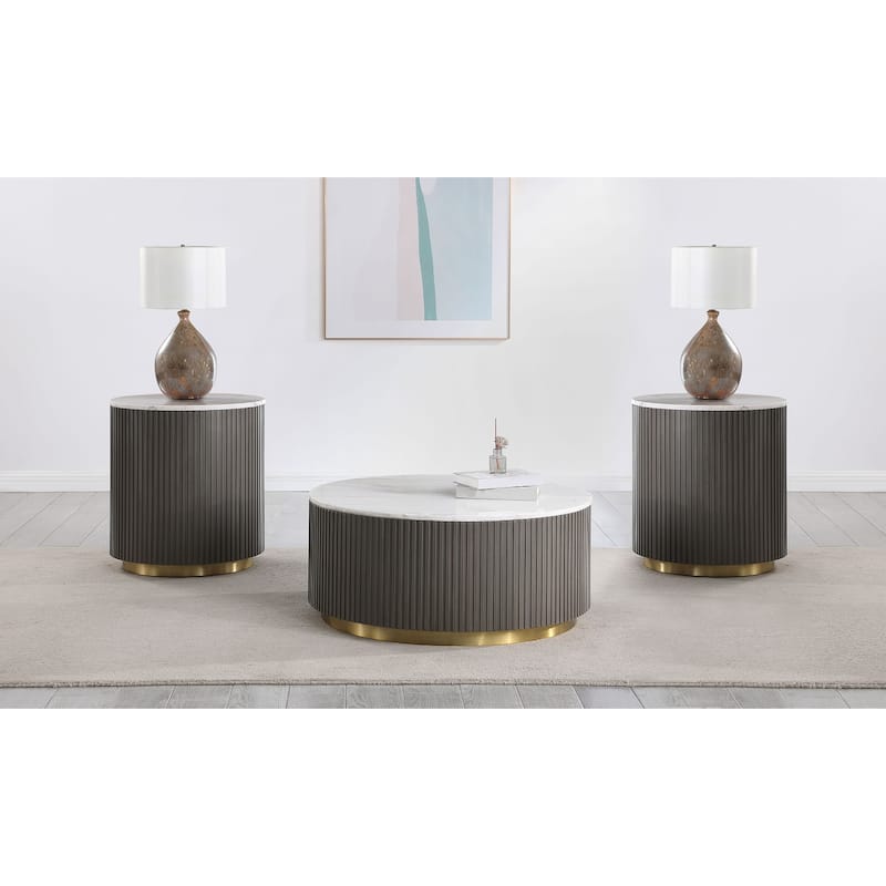 Jason Round Marble Coffee And End Table Set White - 3-piece set