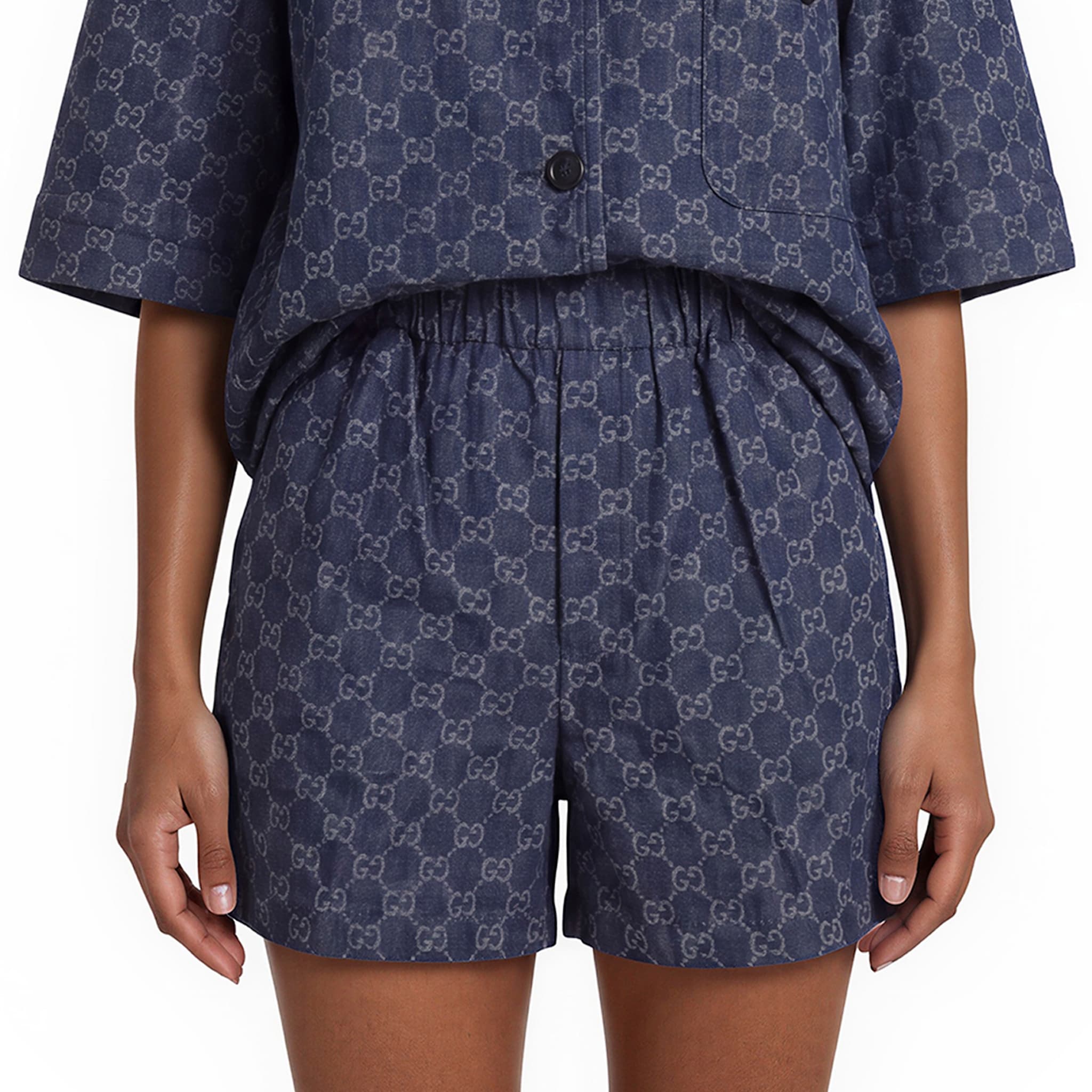 Gucci GG Cotton Denim Jacquard Shorts