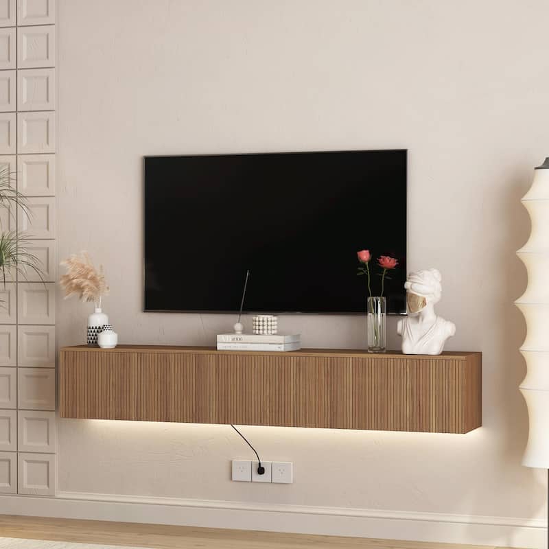 69" Modern TV Stand, Stylish Floating TV Cabinet Entertainment Center for 55-70 Inch TVs