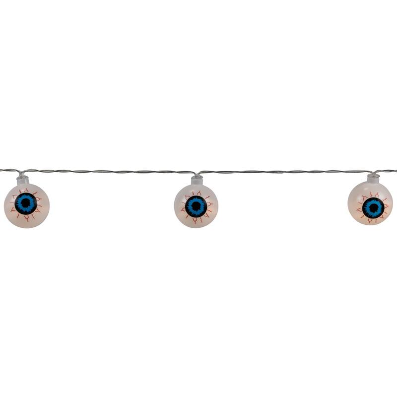 Bloodshot Eyeball Halloween Lights - Warm White LED - 4.5' Clear Wire - 10ct