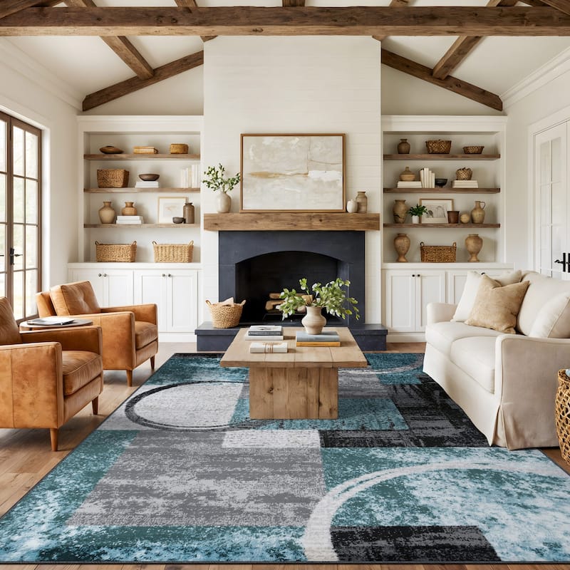 World Rug Gallery Abstract Polypropylene Machine-Made Circle Area Rug