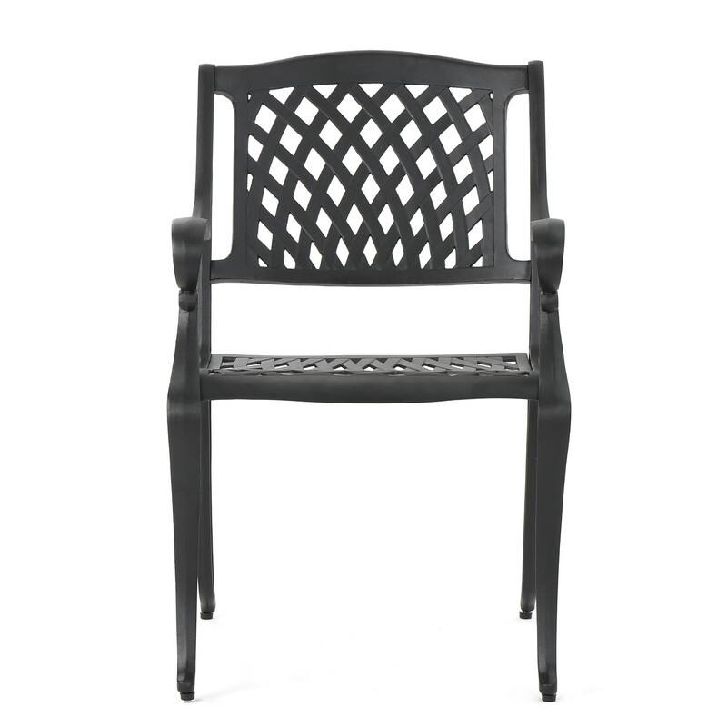Cayman Arch Mesh Patio Chairs (Set of 2) - Outdoor Dining Aluminum Seating with Weather-Resistant Finish