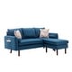 preview thumbnail 3 of 3, Mia Blue Linen Fabric Sectional Sofa with USB Charger