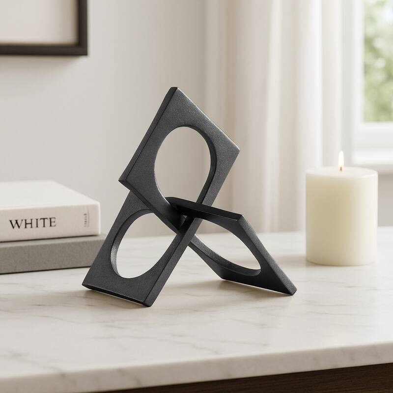 Modern Geometric Metal Abstract Interlocking Square Sculpture