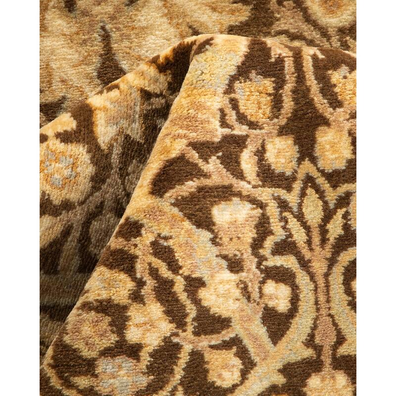 Overton Hand Knotted Wool Traditional Oriental Brown Runner