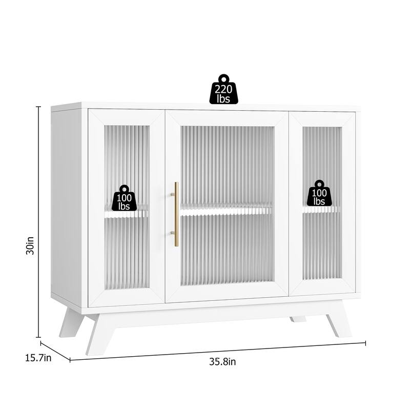 Buffet Storage Cabinet with Fluted Glass Door