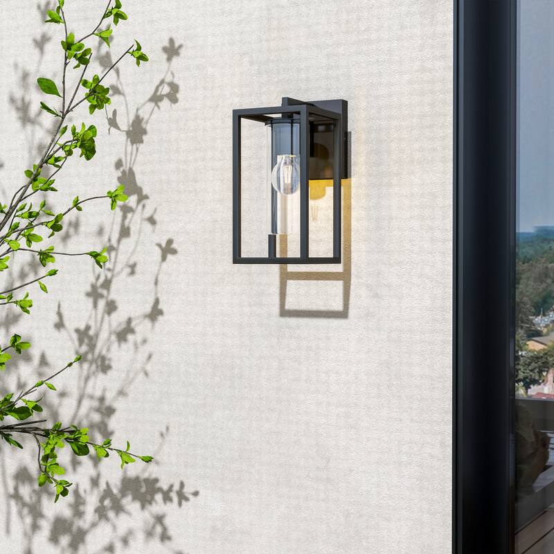 Metal 1-Light Clear Glass Outdoor Wall Sconce Light