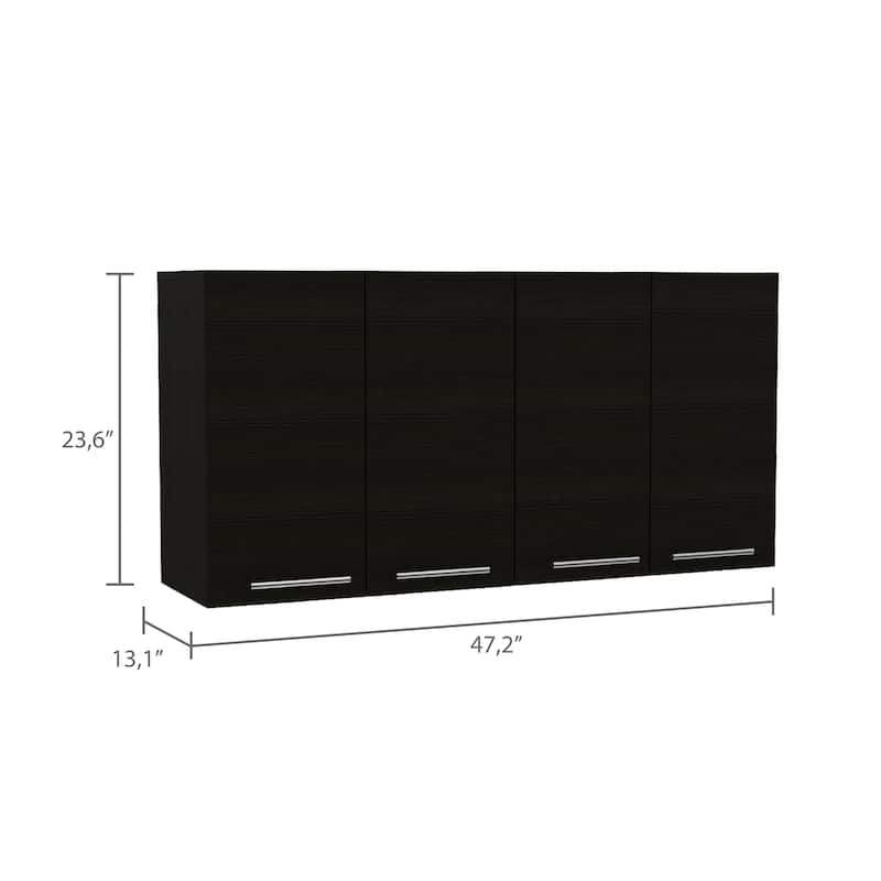 Stockton Rectangle Four Swing Doors Wall Cabinet Black Wengue