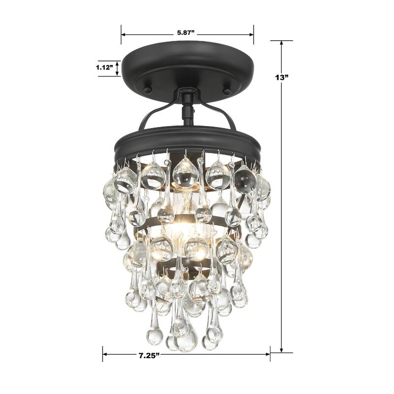 Calypso 1 Light Matte Black Ceiling Mount - 7.25"W x 13"H x 7.25"D