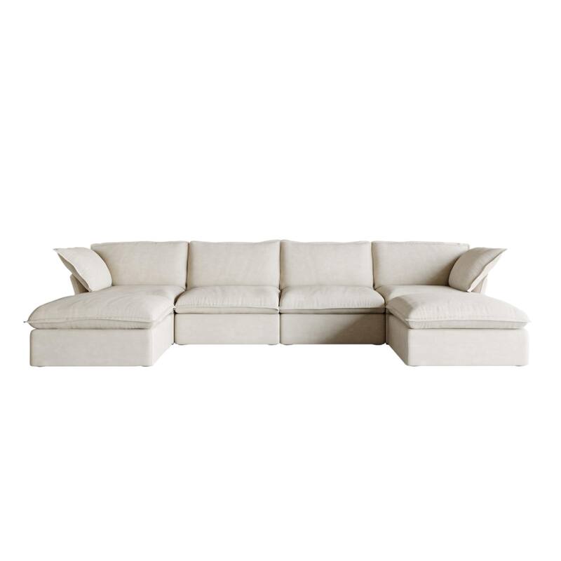 Modern Linen Fabric Sofa Ottoman with Storage.