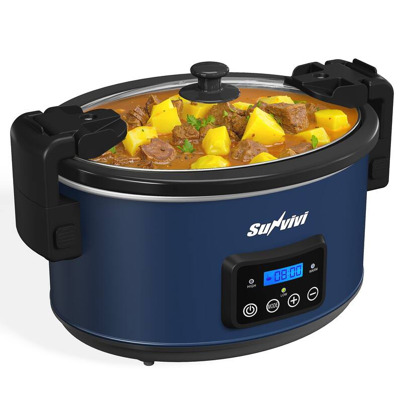8.5 Quart Programmable Slow Cooker with Locking Lid - Blue
