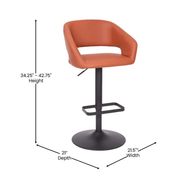 dimension image slide 10 of 18, Vinyl Adjustable Height Barstool with Rounded Mid-Back