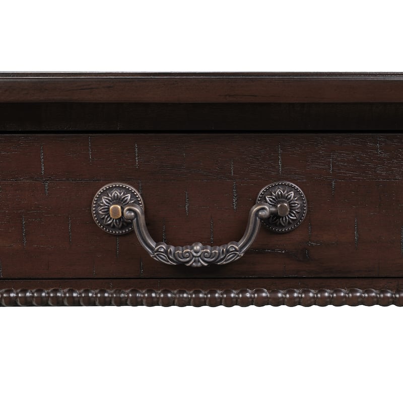Vintage Coffee Table Rectangular Coffee Table with Storage Drawers and Waterproof Tabletop for Living Room
