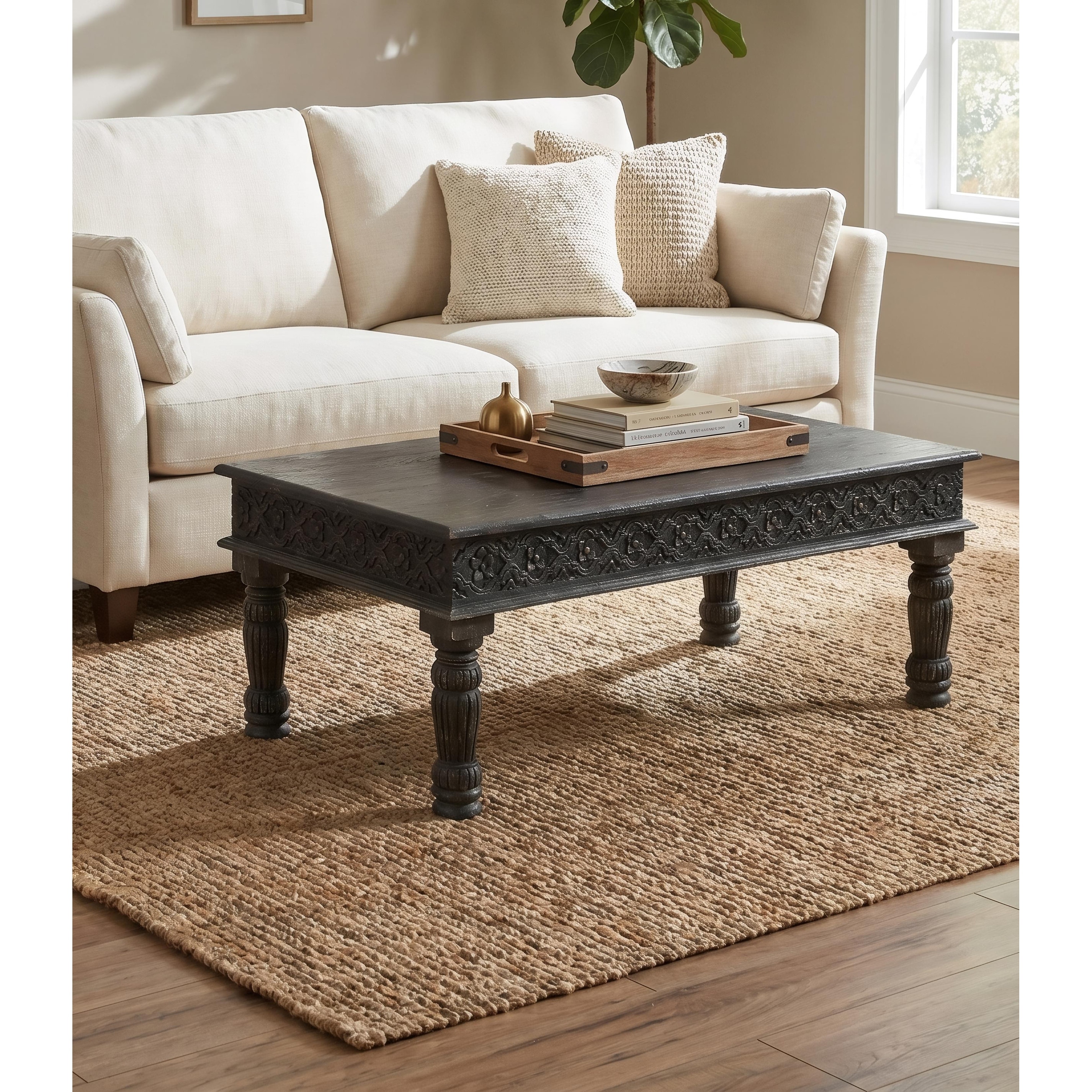 Milton Carved Solid Wood Coffee Table