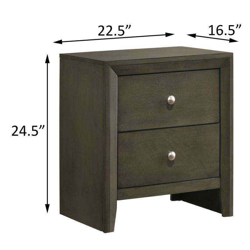 Modern Grey 2-drawer Nightstand for Bedroom