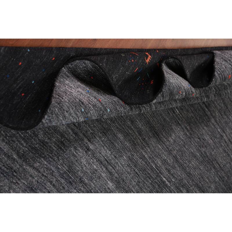 Charcoal Gabbeh Indian Area Rug Handmade Silk Carpet - 8'9" x 11'9"