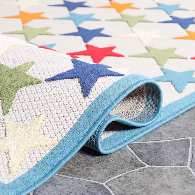 Superior Whimsical Stars Modern Indoor Outdoor Area Rug