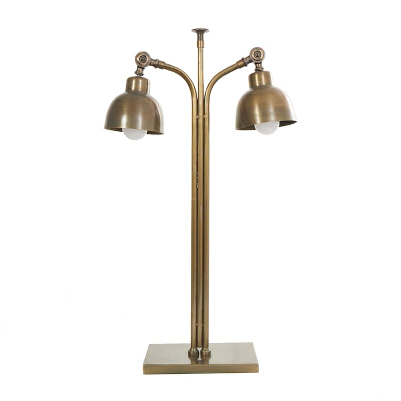 Silver or Brass Stainless Steel Desk Lamp with Dual Shades