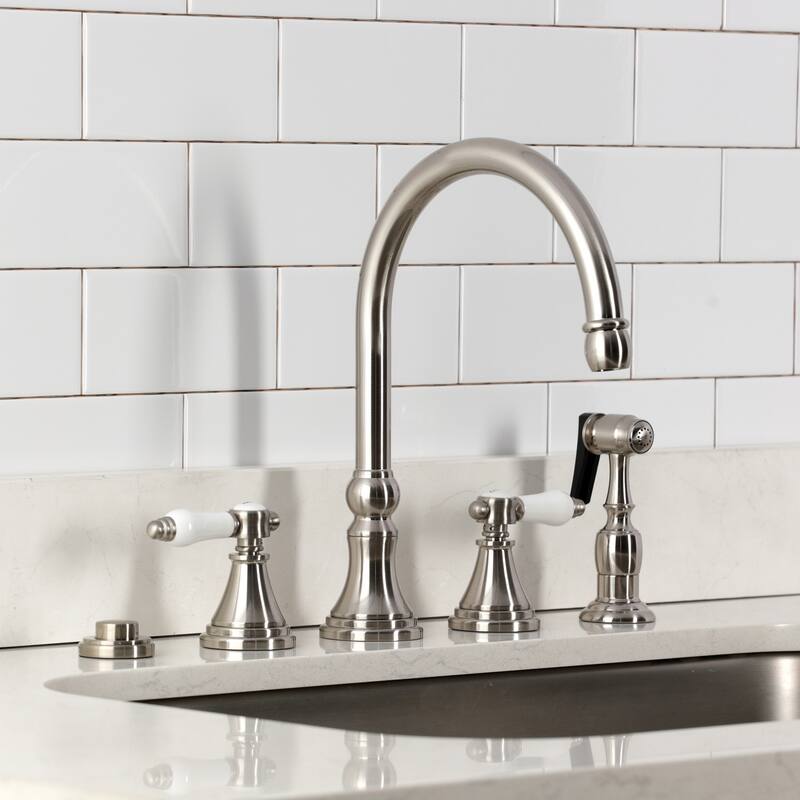 Kingston Brass Essex Double-Handle Wall-Mount Pre-Rinse Bridge Kitchen Faucet