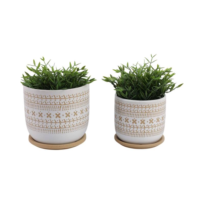 Ceramic Circular Saucer Planters Set of 2 - 6/8 in.