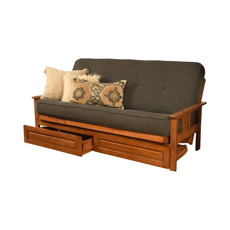 Porch & Den Dent Futon Set with Linen Mattress and Storage Drawers