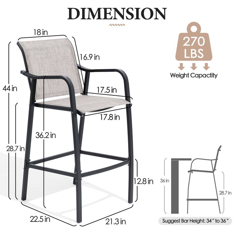 Outdoor Indoor Patio Bar Stools Lightweight Bar Chairs