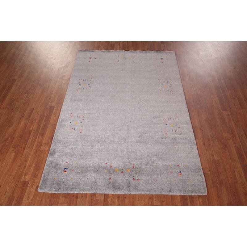 Gabbeh Indian Area Rug Hand-Knotted Tribal Wool Carpet - 5'3"x 7'9"