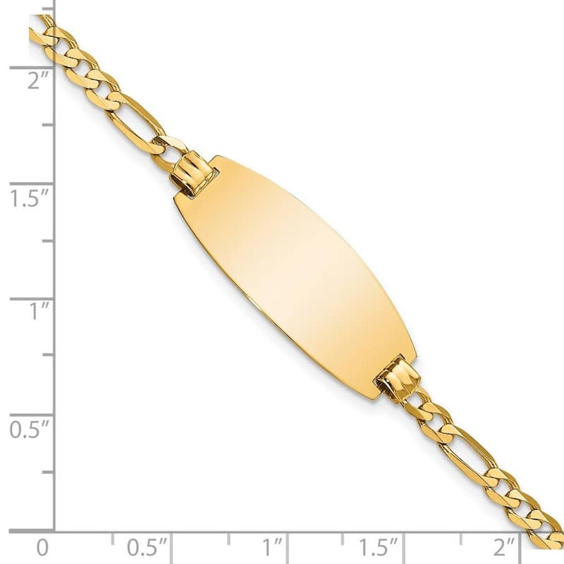 Curata 11.6mm 14k Yellow Gold Engravable Oval ID Figaro Bracelet